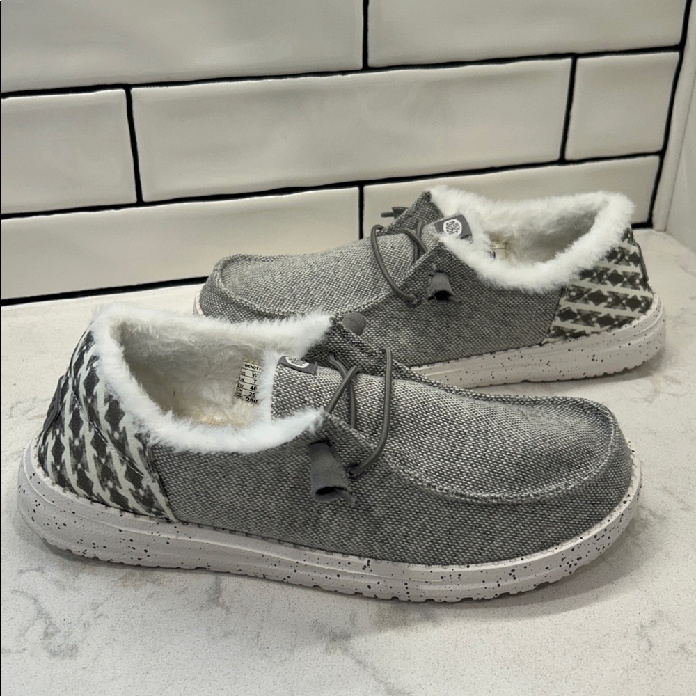 Hey Dude Wendy Funk Wool Light Grey Slip On Shoe Women's Size 9